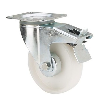 Rueda giratoria con freno platina blanco