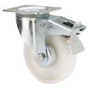 Rueda giratoria con freno platina blanco