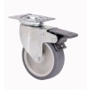 Rueda giratoria con freno platina goma gris