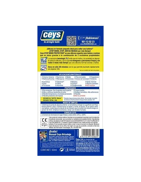 Silicona ácida secado rápido cocina/baño 50ml
