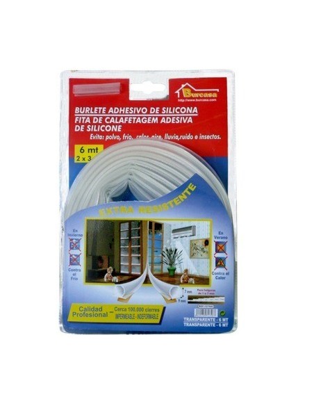 Burlete puerta/ventana adhesivo 6m silicona
