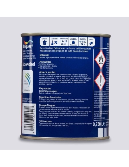 Barniz madera satinado interior sintético incoloro