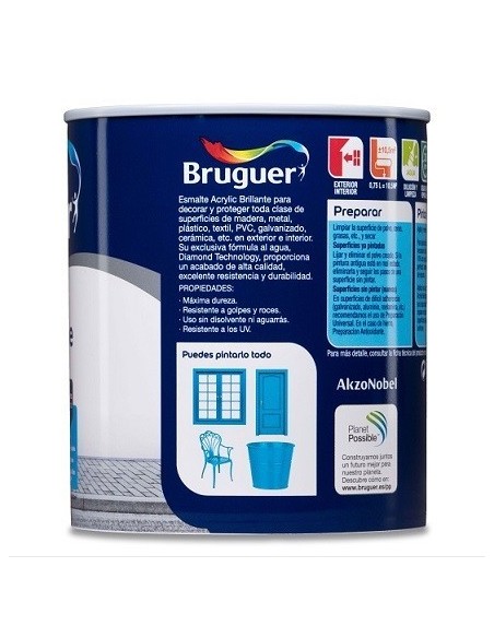 Esmalte acrílico brillo interior/exterior sin olor 750 ml