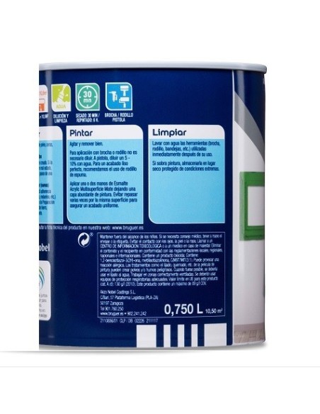 Esmalte acrílico mate interior/exterior sin olor 750 ml