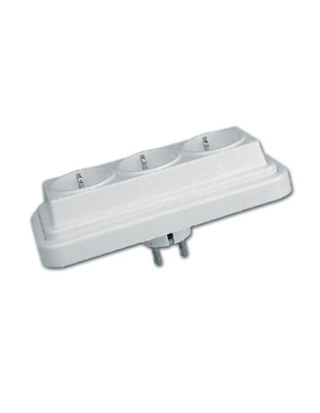 Enchufe adaptador multitoma con toma de tierra blanco
