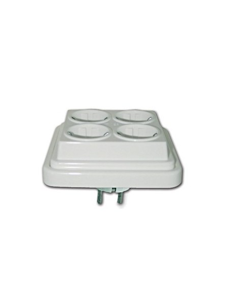 Enchufe adaptador multitoma con toma de tierra blanco