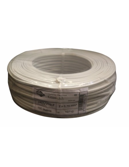 Rollo manguera eléctrica H03VVH2-F plana blanca 100 m