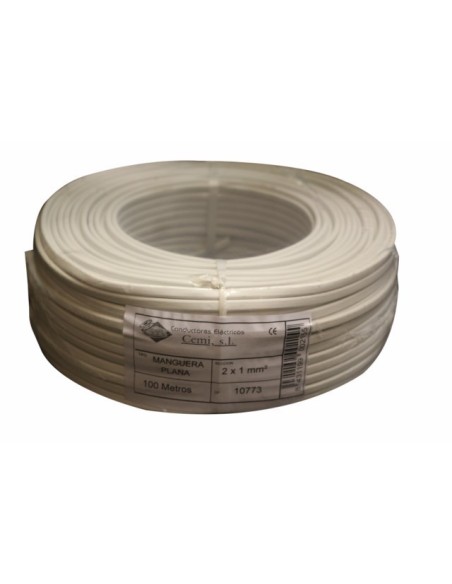 Rollo manguera eléctrica H03VVH2-F plana blanca 100 m