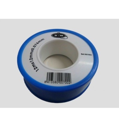TEFLON FONTAN BAJA DENSIDAD 12MMX0,075MMX12MT PTFE AZ/BL S&M