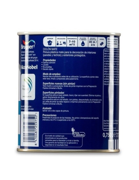 PINTURA PLAST MATE 750 ML BL INT. CICLON BRUGUER