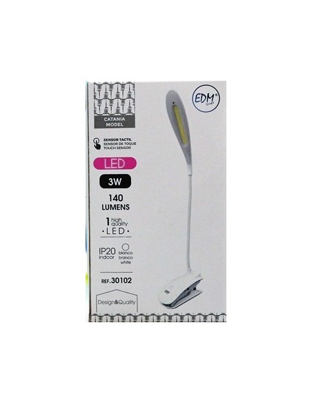 FLEXO LED PINZA 3W 140LM 6400K BL AJUST. EDM