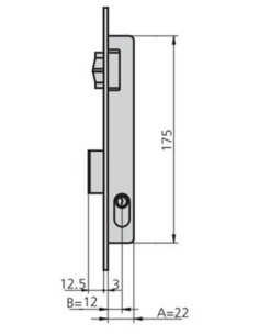 Cerradura metálica embutir 22x12mm rodillo/palanca