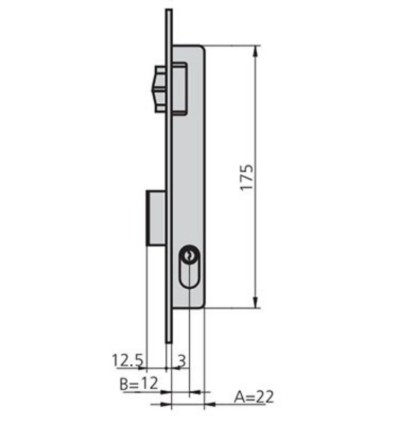 Cerradura metálica embutir 22x12mm rodillo/palanca