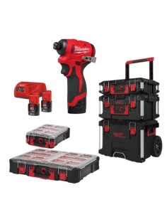 ATORNILLADOR DE IMPACTO M12 1/4HEX + CONJUNTO PACKOUT MILWAUKEE