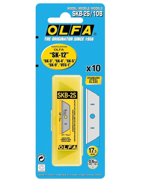 PACK DE 10 CUCHILLAS TRAPEZOIDALES 17,5 MM DE ACERO INOXIDABLE
