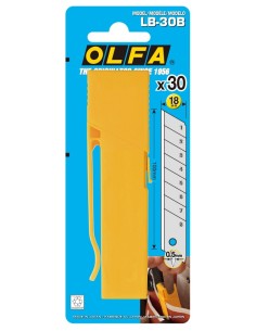 Cuchillas troceables de 18 mm en caja de plástico con clip OLFA
