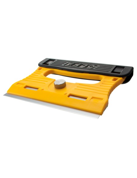 RASCADOR DE VIDRIO CUCHILLA INOXIDABLE CON 3 CUCHILLAS EXTRA DE 18 MM X 120 MM