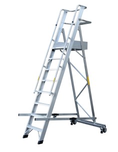 Escalera de tijera de aluminio con plataforma Eterna