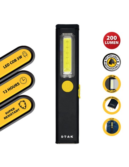 LINTERNA LED RECARGABLE DE 3W EXTRAFINA DE ALUMINIO STEALTH