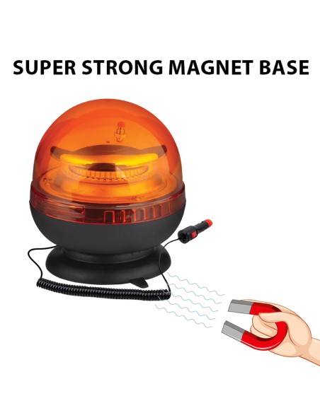 BALIZA GIRATORIA 12/24 V CON BASE MAGNETICA Y CONECTOR MECHERO, 20 W