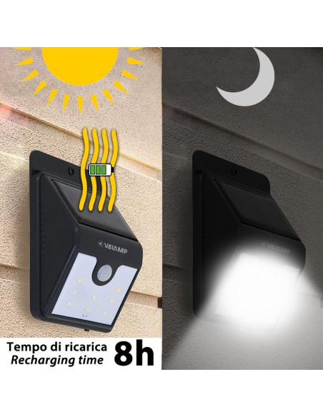 APLIQUE SOLAR DE PARED DE 200 LUMENES CON DETECTOR DE MOVIMIENTO DORY