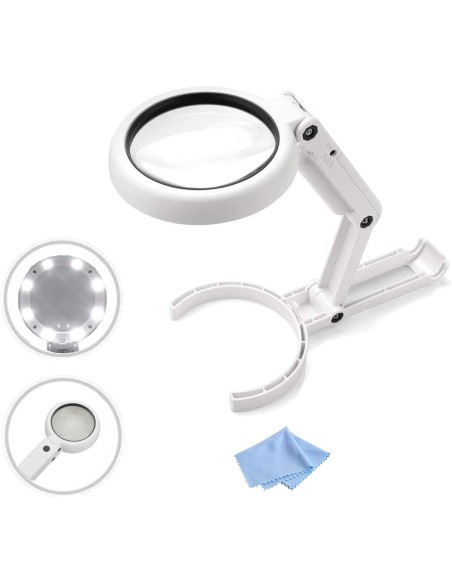 LAMPARA DE MANO O DE MESA DE 8 LED CON LENTE 5X / 11X
