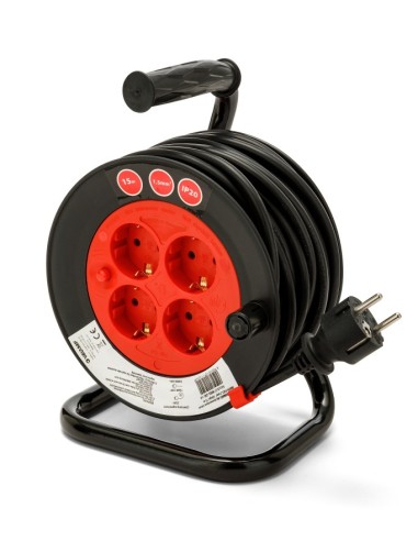 Enrollacables brico 4 tomas Schuko estándar, cable H05VV-F 3G1,5mm2