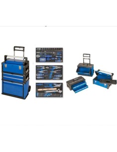 CARRO SOPORTE 3 CAJAS APILABLES CON 98 HERRAMIENTAS EN BANDEJAS FOAM