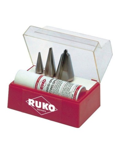 JUEGO 3 BROCAS CONICAS HSS + SPRAY DE CORTE 50 ML