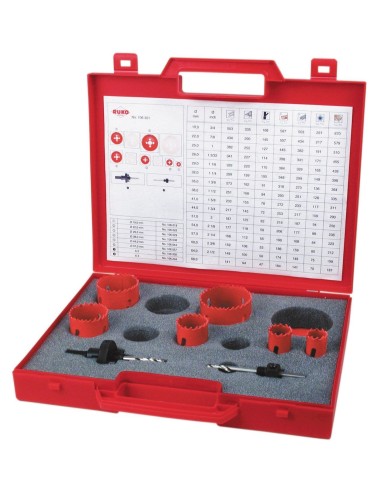 JUEGO DE 8 CORONAS PERFORADORAS HSS BIMETAL PARA FONTANERIA TIPO PK1