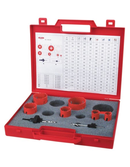 JUEGO DE 8 CORONAS PERFORADORAS HSS BIMETAL PARA FONTANERIA TIPO PK1