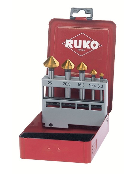 JUEGO DE 5 AVELLANADORES CONICOS DIN 335 FORMA C 90° HSS PARA ALUMINIO