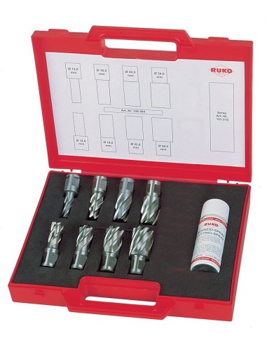 JUEGO DE 8 BROCAS HUECAS HSS-CO 5 COBALTO VASTAGO WELDON