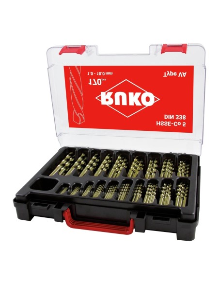 JUEGO DE 170 BROCAS DIN 338 TIPO VA HSS-CO 5 (ESTUCHE PLASTICO)