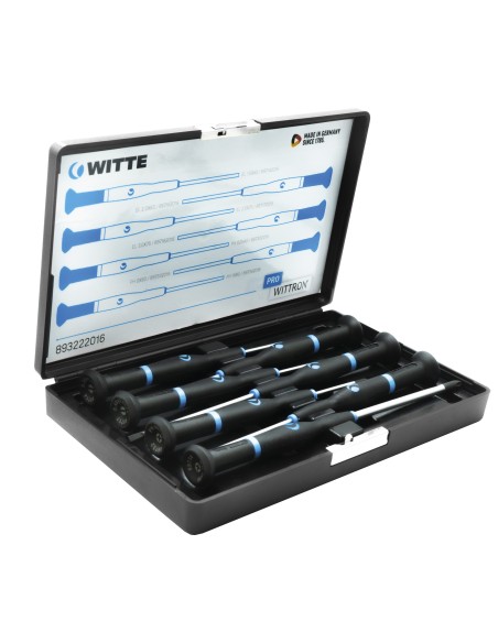 Juego de destornilladores de precisión WITTRON en estuche de plástico antichoque