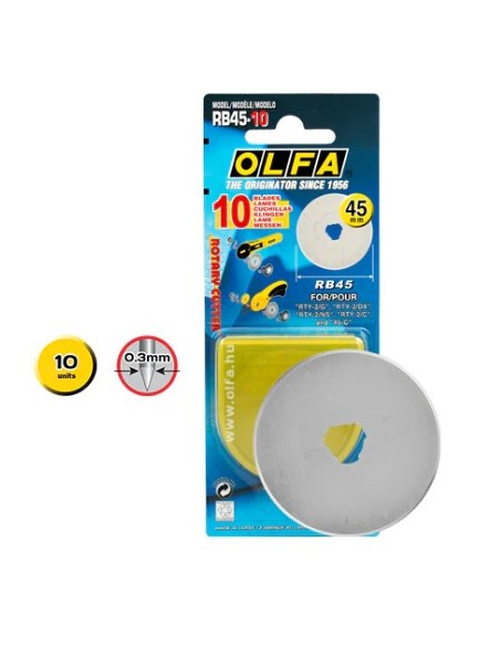 PACK DE 10 CUCHILLAS CIRCULARES 45X0,3 MM PLATEADAS