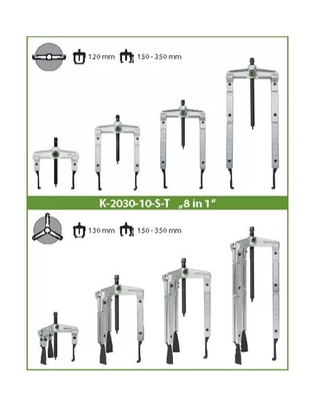 JUEGO EXTRACTORES UNIVERSALES DE 2 Y 3 PATAS ESTANDAR (120-130 X 100-350 MM)