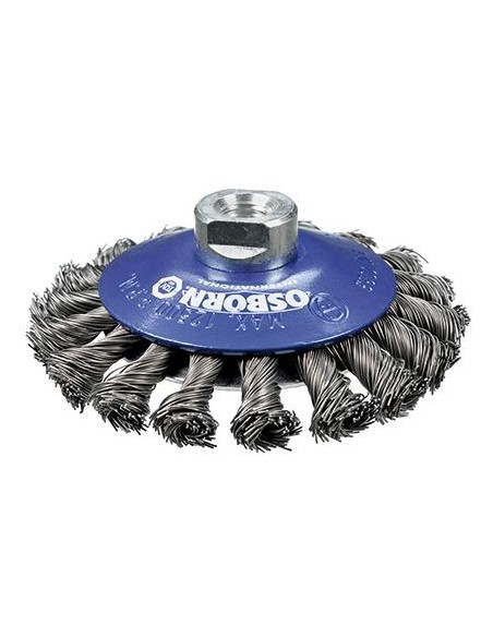 CEPILLO CONICO DE INOX TRENZADO CON TUERCA M14 115 MM Y FILAMENTO 0.50 MM