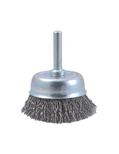 CEPILLO TAZA DE ACERO LATONADO CON VASTAGO DE 6 MM FILAMENTO DE 0.30 MM (50X15 )