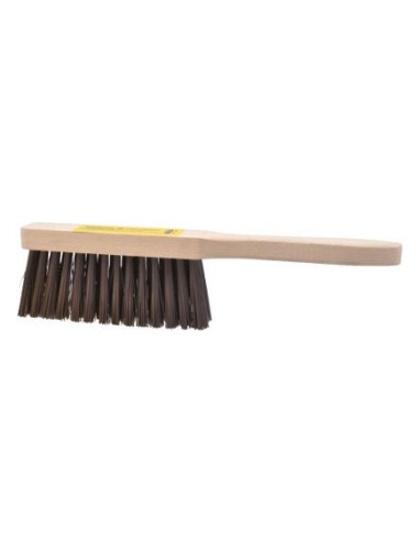 CEPILLO CON 4 HILERAS DE FIBRA DE COCO Y CUERPO DE MADERA MULTIUSOS