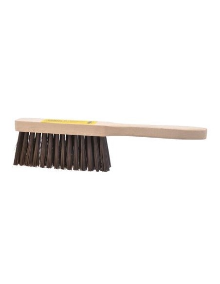 CEPILLO CON 4 HILERAS DE FIBRA DE COCO Y CUERPO DE MADERA MULTIUSOS