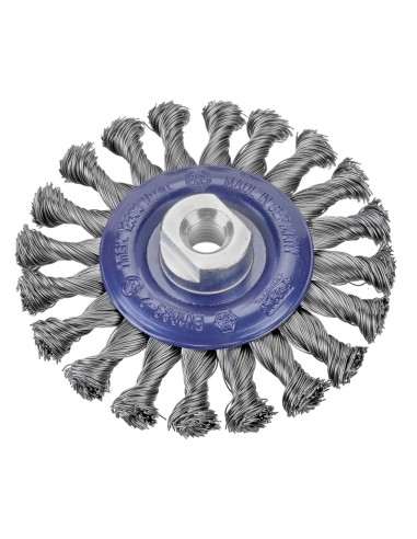 CEPILLO INOX DE ALAMBRE TRENZADO CON TUERCA M14 115 MM HILO DE 0.50 MM