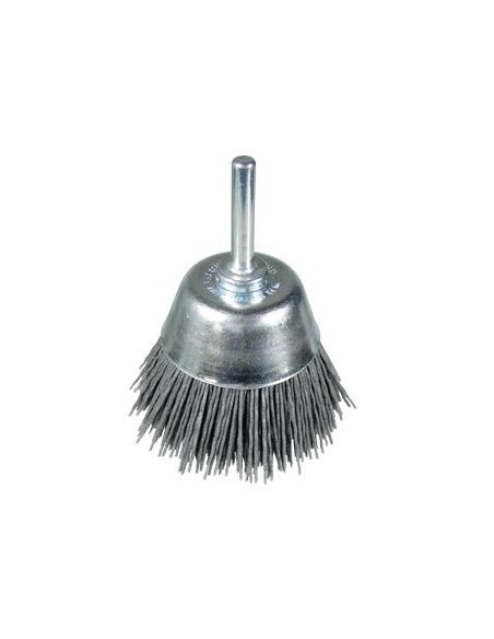 CEPILLO TAZA DE ACERO LATONADO CON VASTAGO DE 6 MM FILAMENTO DE 0.30 MM (75X20 )