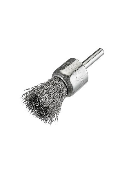 CEPILLO PINCEL DE ACERO LATONADO CON VASTAGO DE 6 MM FILAMENTO 0.30 MM (30X35)