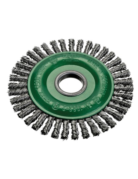 CEPILLO INOX TRENZADO SOLDADURA CON AGUJERO 22,2 MM HILO DE 0.50 MM (125X6)