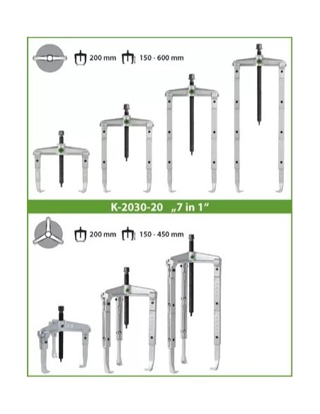 JUEGO EXTRACTORES DE RODAMIENTOS UNIVERSALES DE 2 Y 3 PATAS (200 X 150-600 MM)