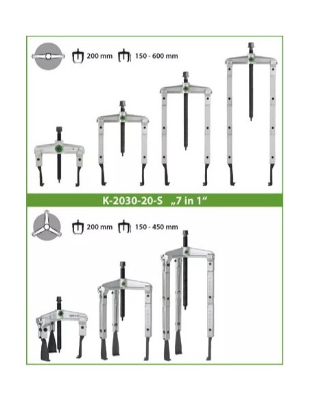 JUEGO EXTRACTORES 2 Y 3 PATAS PARA ESPACIOS ANGOSTOS (200 X 150-450 MM)