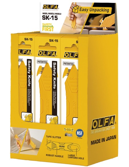 CUTER DE SEGURIDAD DESECHABLE CON CUCHILLAS OCULTAS SK-15 EN CAJA DISPENSADORA