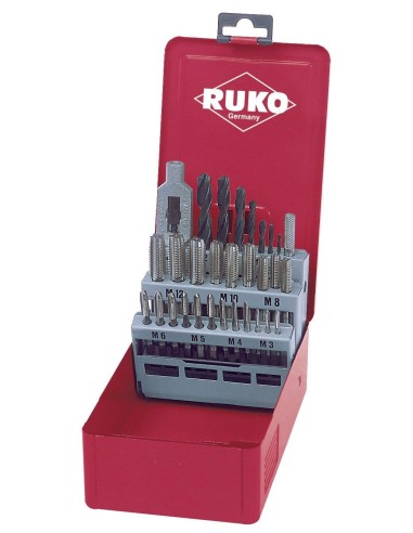 JUEGO DE 29 MACHOS DE ROSCAR + BROCAS