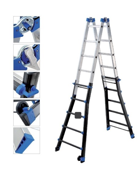 JUEGO 2 GANCHOS DE BLOQUEO PARA ESCALERAS TELESCOPICAS MULTIFUNCION PEPPINA PRO